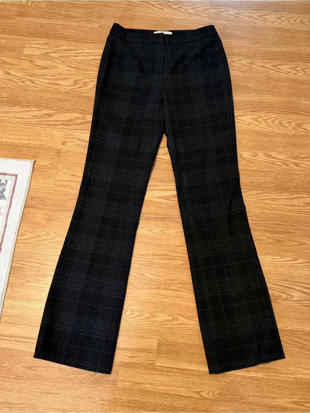 Etcetera Black Plaid Boot-Cut Pants